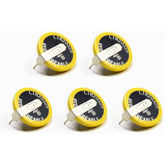 Lot De 5 Piles Bouton Rechargeables LIR2032 3,6V - Compatibles Télécommandes Sans Clé, Montres, Appareils Photo