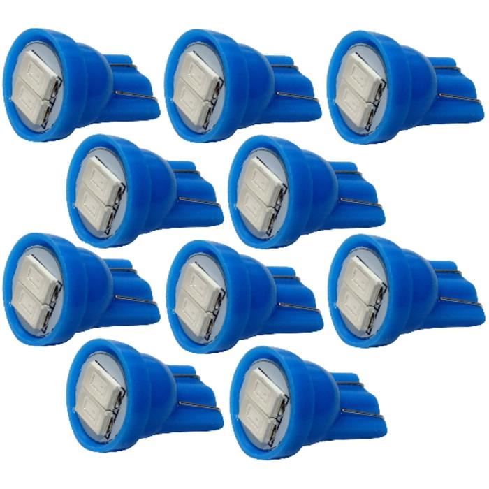 Aerzetix: C14102 10x ampoule T10 W5W 12V 2LED SMD bleu veilleuses éclairage intérieur