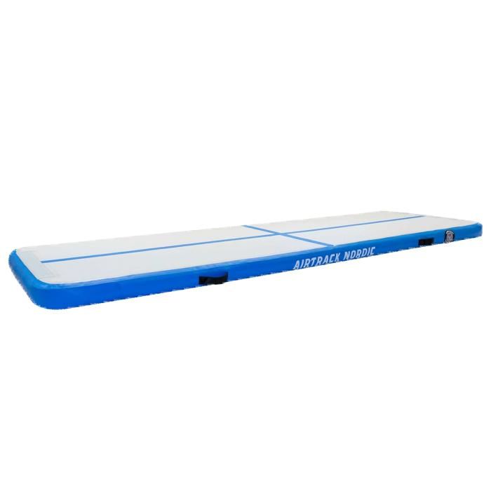 AirTrack Nordic Home 3m Tapis de Gym Gonflable - avec pompe à air électrique, idéal pour la gymnastique, le yoga - Bleu