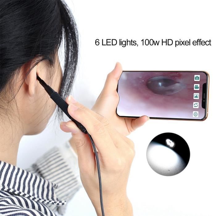 3.9mm HD 3 en 1 Oreille Nettoyage Inspection Endoscope Caméra Oreille Accessoires Spoon (Noir)-CER