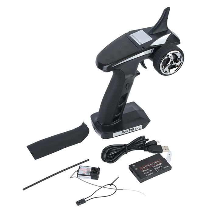 ROB® Émetteur et récepteur LED Flysky FS-GT2B 2.4G 3CH pour modèle de bateau de voiture de RC