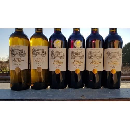 Lot de 6 bouteilles - AOC Graves - Château Jouvente - millésimes rouges 2015/2017- blanc 2019