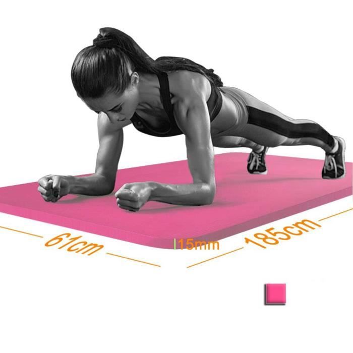 Tapis de yoga avec poignée de transport 15 mm d'épaisseur Antidérapant Gym Exercice Fitness Pilates ellle134