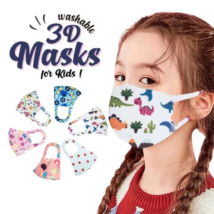 6pcs enfants enfants garçons filles bande dessinée lavable belle couverture de masque