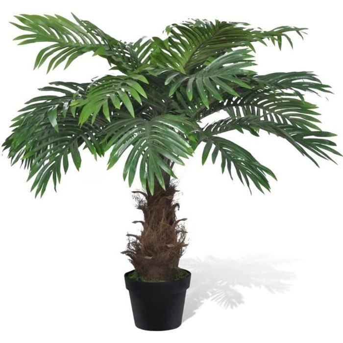 Luxueux Magnifique- Palmier cycus artificiel Fleur Artificielle Décoration Extérieur Interieur-avec pot 80 cm