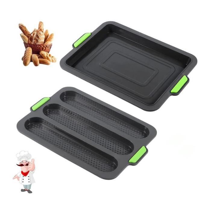 2 Pièces Moule Baguette silicone, Pain Français Antiadhésif para Baguette Brownie Pan Silicona pour la Cuisson Pain Français