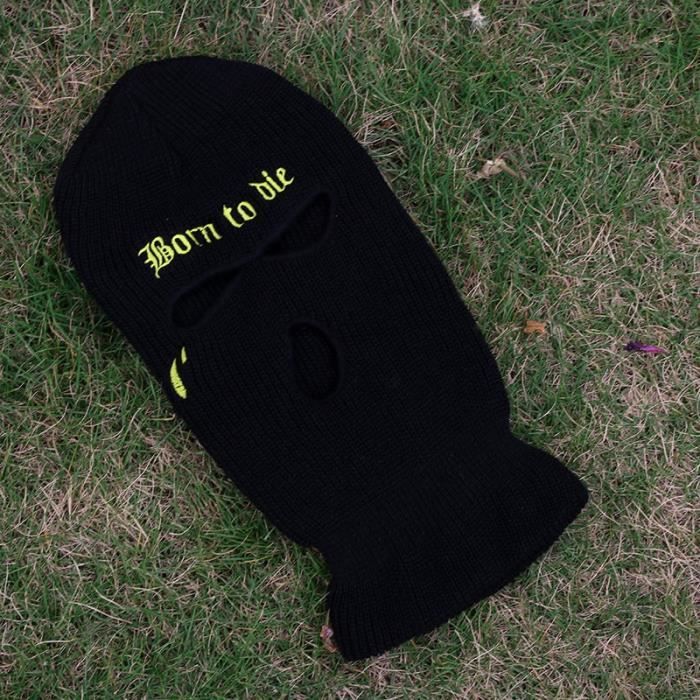 BORN TO DIE -Masque de Ski tricoté, couverture complète d'hiver, cagoule pour Sports de plein air, CS 3 trous, masque de fête, br