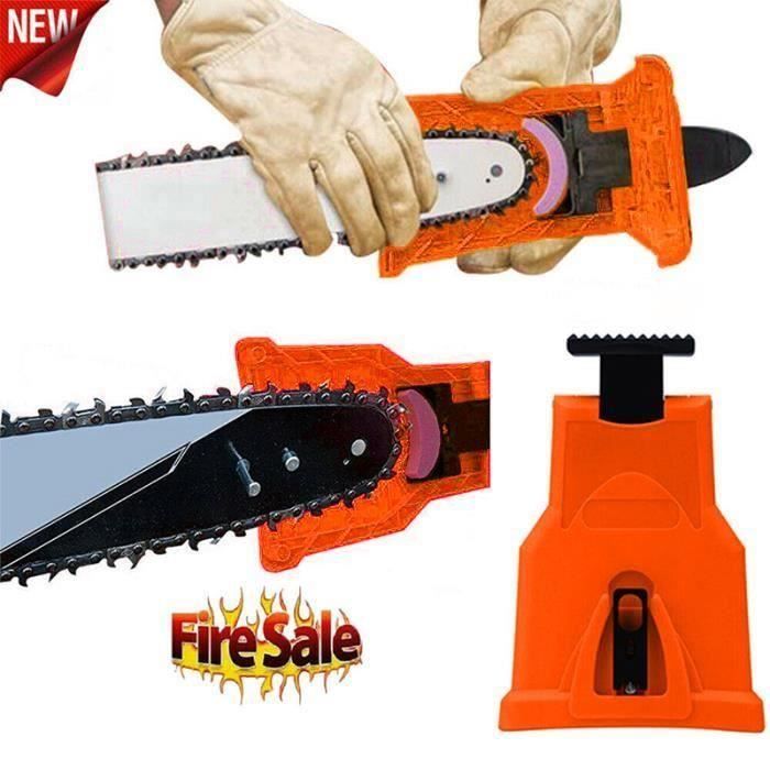 Affûteuse de chaîne d'affûteuse de dents pour tronçonneuse à chaîne Auto-affûtage Orange,Avec Pierre à aiguise