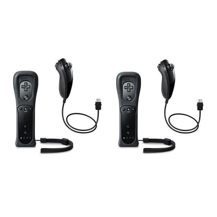 2 Manettes Wii Motion Plus Noire + 2 nunchuck noir