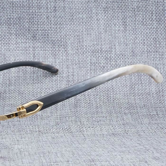 Lunettes de Soleil,Lunettes de soleil corne de buffle noir blanc Gafas, miroir sans bords - Type Gold Black M White-Gradient Brown
