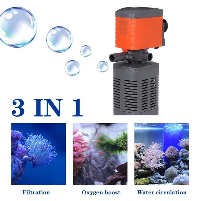 25W 1200/H 1.2M 3 IN 1 Pompe Aquarium Filtre Augmenter Air Oxygène Pour Aquarium PRISE EU 220V