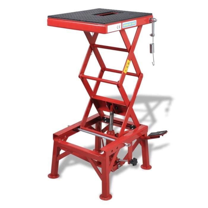 TOP*5100Excellent Élévateur de moto 150 kg avec barre de verrouillage Rouge - Pont élévateur pour motos Plate-forme élévatrice