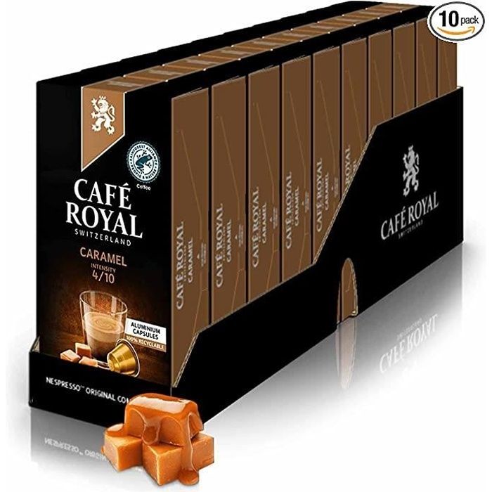 100 CAPSULES COMPATIBLES NESPRESSO® - CARAMEL - 10 Boites de 10 Capsules Café Système Nespresso®