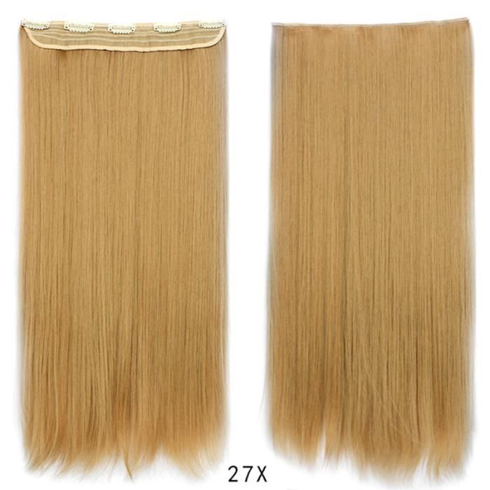 5 Clips/pièce extension de cheveux droite soyeuse naturelle Clip dans les pièces de femmes longs faux cheveux synthétiques27X