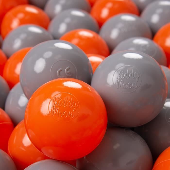 KiddyMoon 100 ∅ 7Cm Balles Colorées Plastique Pour Piscine Enfant Bébé Fabriqué En EU, Orange-Gris