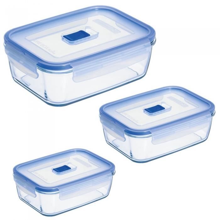 Set de 3 boîtes rectangulaires purebox avec couvercles - Luminarc Transparent