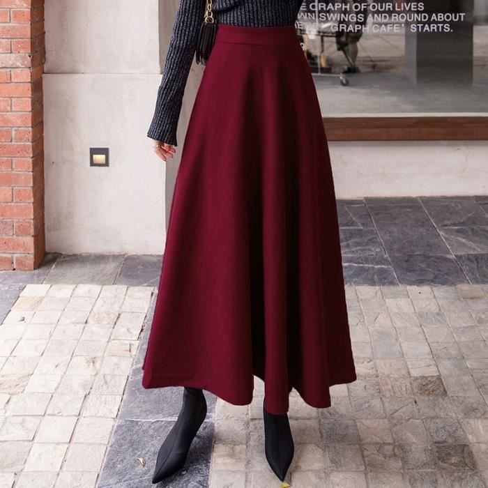 Jupe,Jupe trapèze longue en laine élastique pour femme, tenue de bureau  élégante, Design chaud, imprimé à carreaux - Type Burgundy Blanc -  Cdiscount Prêt-à-Porter