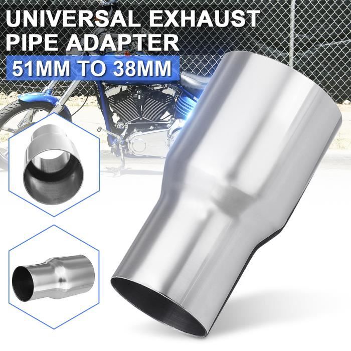 NEUFU 50mm à 38mm Universel Adaptateur connecteur réducteur tuyau d'échappement Chrome
