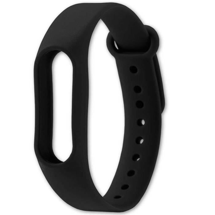 OCIODUAL Bracelet de Remplacement Silicone Compatible avec Xiaomi Mi Smart Band 2 Noir Sangle Doux Bande Anti-Perdu Rechange