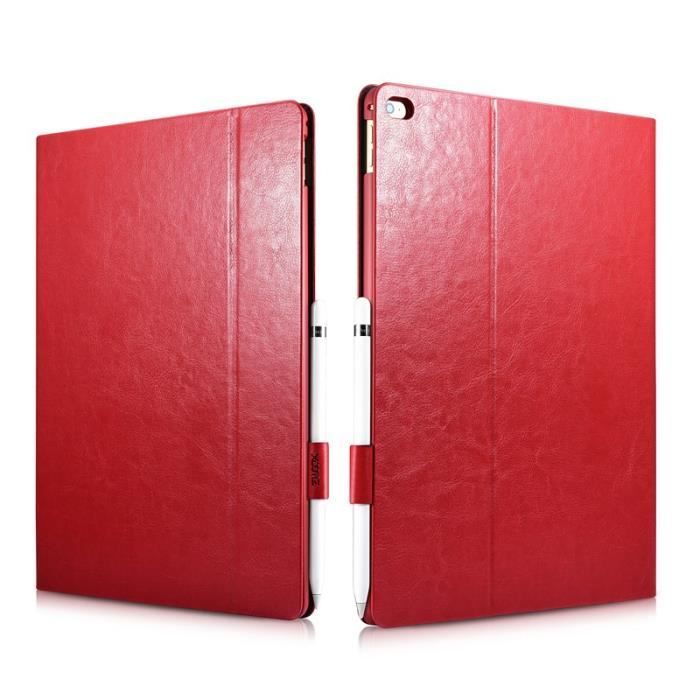 Etui Folio xoomz pour iPad Pro 12,9 pouces 2017 en cuir série Knight Rouge