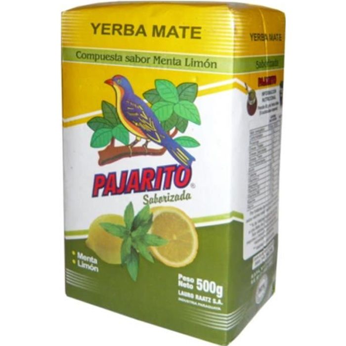 Sachets de Yerba Mate Pajarito - saveur menthe et citron - 500g