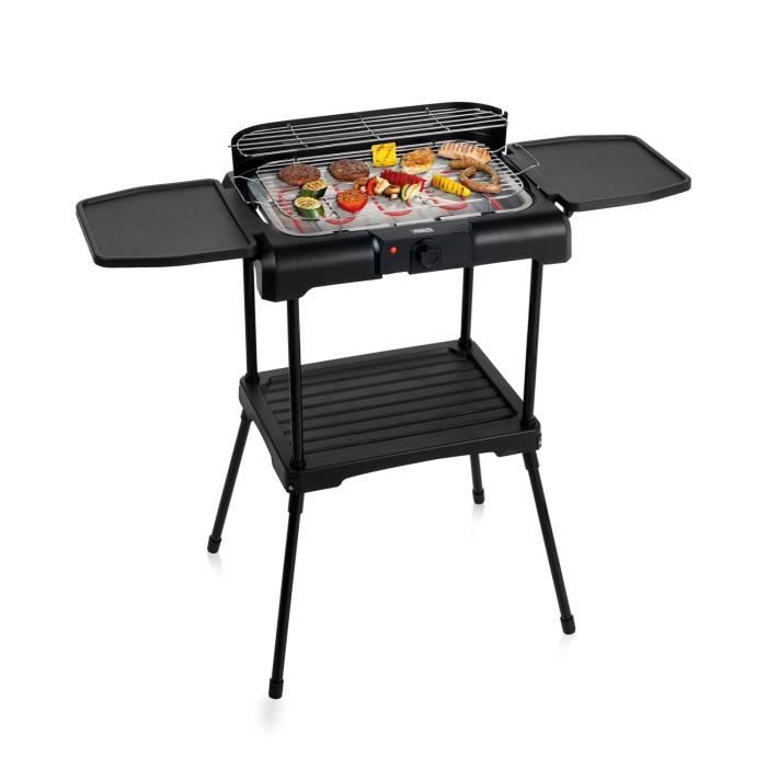 Barbecue électrique Princess 112250 2-en-1- Grill de table - Surface de cuisson 40 x 24,5 cm - 2 200 W - Tablettes latérales