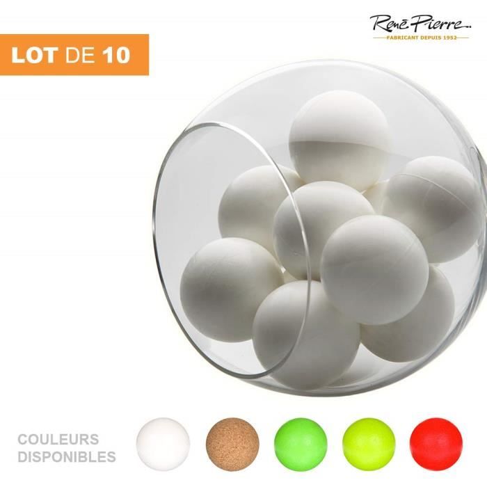 Rene Pierre - Lot de 10 BALLES Liege Blanche ø 35mm - balles Professionnelles - Fabrication de Haute qualité - 15x12x3 - Blanc