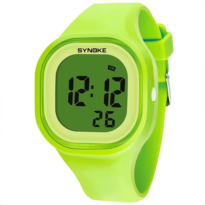 Montre enfant garçon LED numérique sports lumineux réveil calendrier bracelet en silicone 50 mètres de résistance à l'eau fille étud