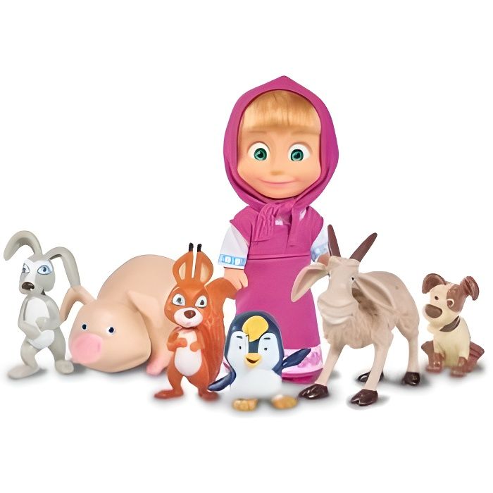 Masha et Michka - Coffret poup?e Masha et ses 6 amis animaux