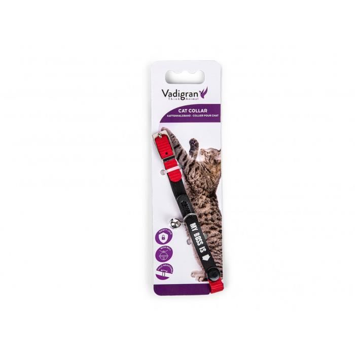 Collier chat MY BOSS IS. rouge 20-30cm x 10mm-Vadigran 3,000000 Rouge