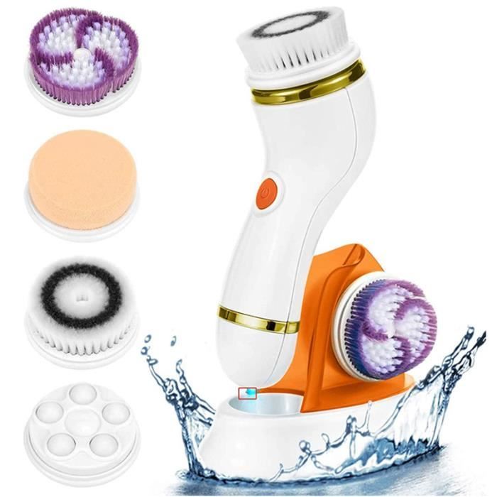 Brosse Nettoyage Visage Electrique 4 en 1 Brosse Nettoyante Électrique Étanche pour Point Noir Soin Profondeur Exfoliation Éliminati