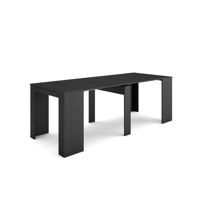 Table console extensible Console meuble 220 Pour 10 personnes 222x90x77 1cm Noir RF2644