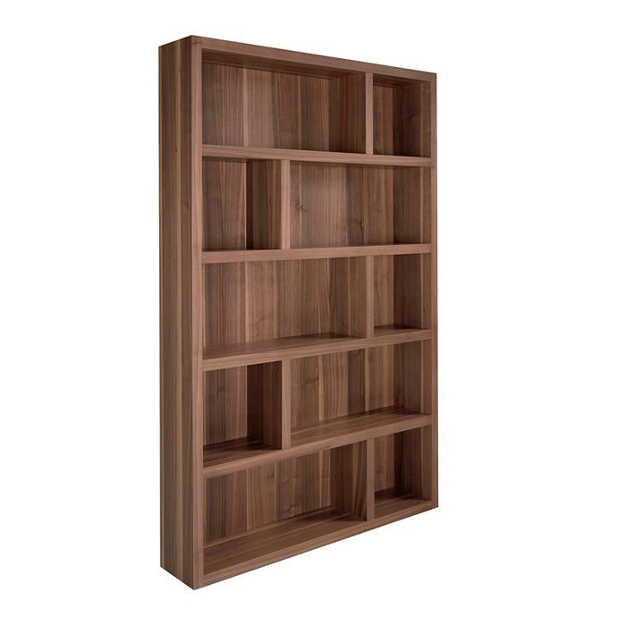 Bibliothèque - Etagère - ANGEL CERDA - 5 étagères - MDF plaqué noyer - Marron - L 126 x P 25 x H 199 cm