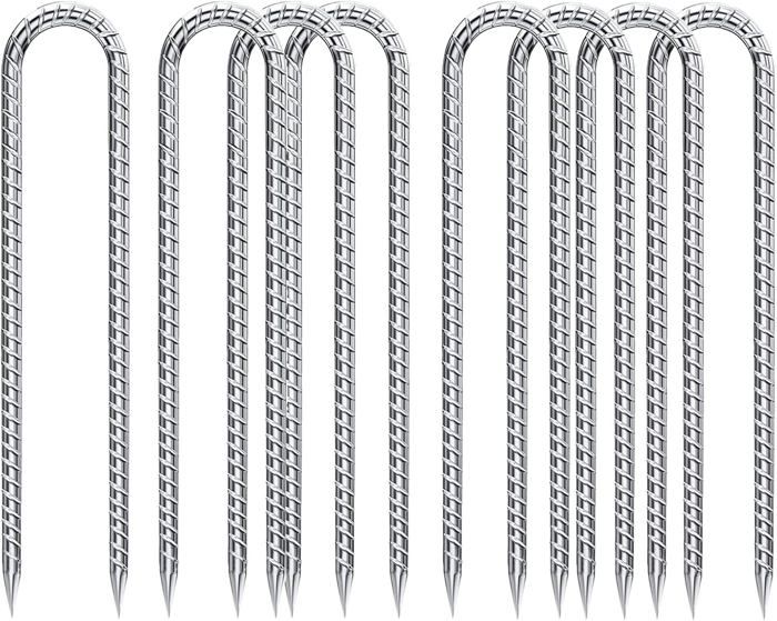 Lot De 8 Piquets D'Ancrage Au Sol 60 Cm En Forme De U - Acier Inoxydable Pour Trampoline Et Tente