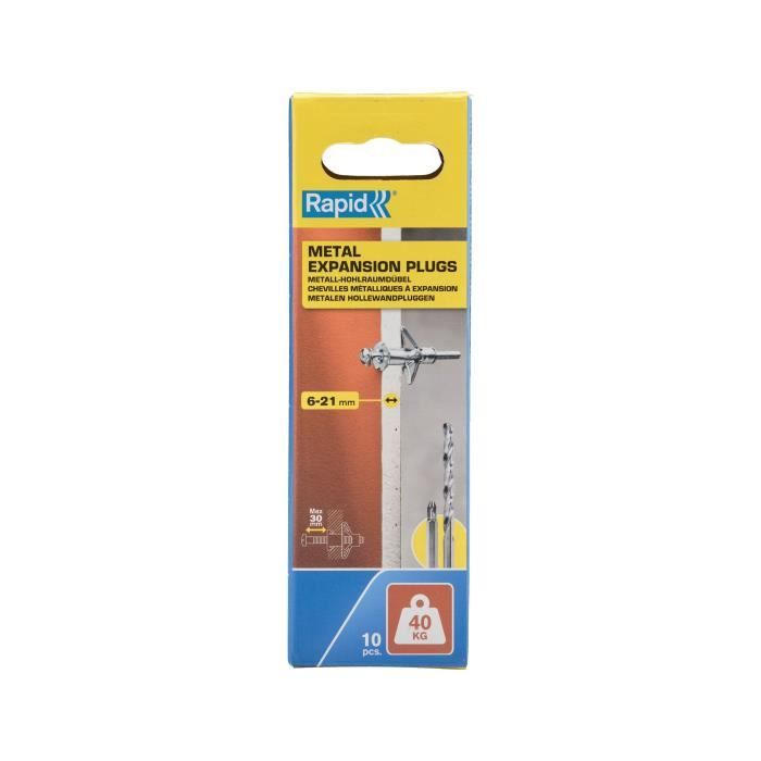 Chevilles à expansion métallique Rapid Ø8x46mm Charge jusqu'à 25kg Lot de 50 Acier zingué - vue 3