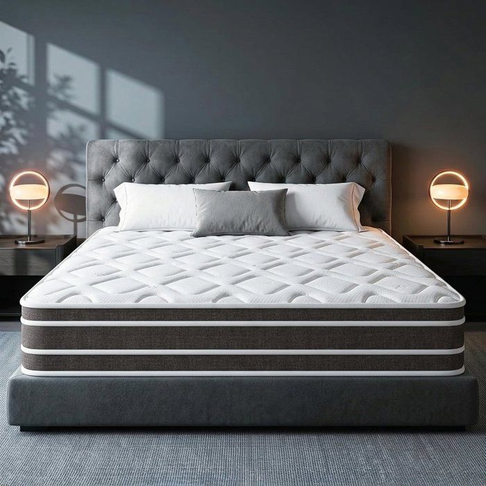 Matelas Hybride 140x190 Cm - 28 Cm Épaisseur - Mousse Mémoire Forme + Ressorts Ensachés - Fermeté Moyenne - Certifié Oeko-Tex
