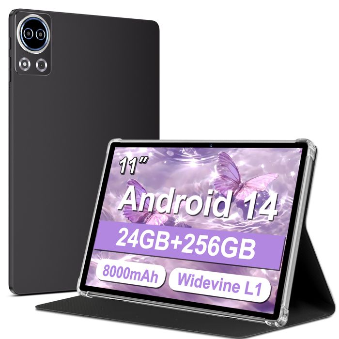 SKYEGG Tablette 11 pouces -24Go RAM 256Go stockage -Android 14 -Widevine L1Netflix HD -8000 mAh 5G WIFI -Caméra 5MP+13MP -GPS