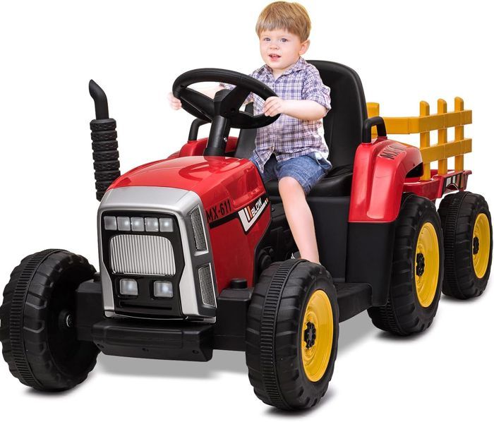Tracteur électrique pour enfants avec remorque 12V Bleu