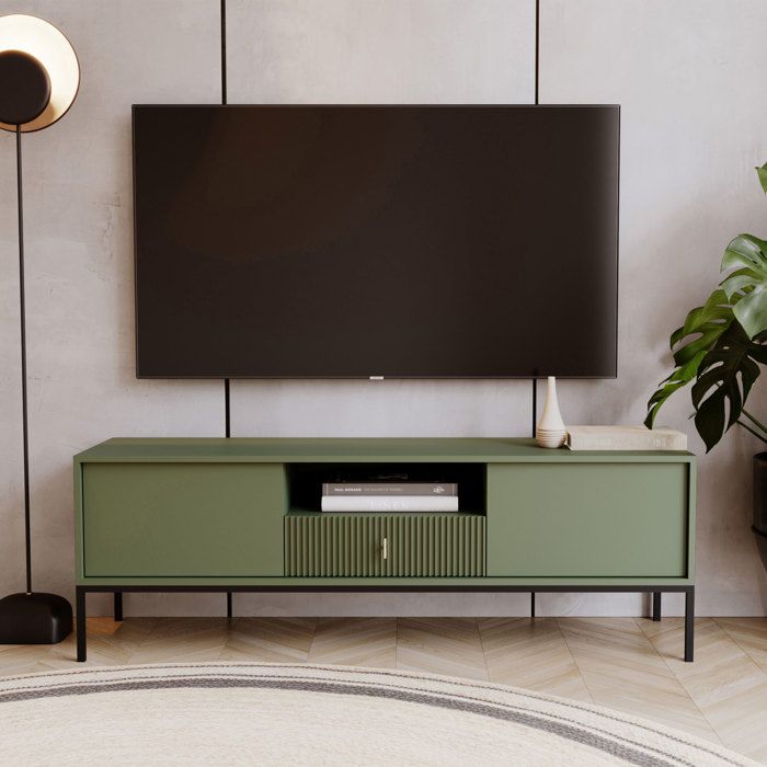 Meuble Haut 2 Portes 1 Tiroir Tina - En Pin Massif Ciré Vert, Dimensions 90x40x110 Cm, Style Classique Et Moderne