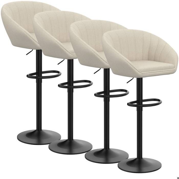 Lot de 4 tabourets de bar scandinave - VIVOLILV - Beige - Pieds en ...