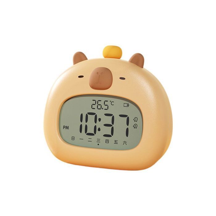 Réveil Capybara Pour Enfant Avec Veilleuse LED – 3 Alarmes – Affichage Date Et Température