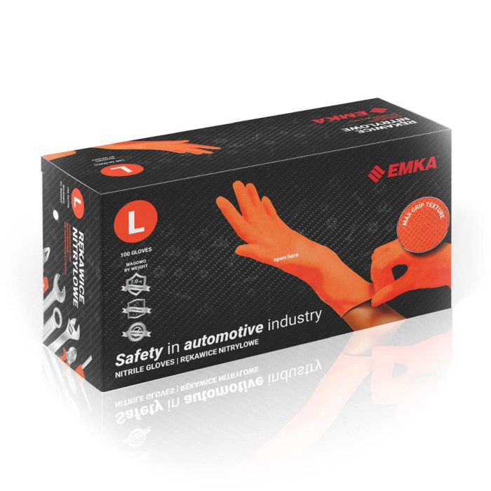 EMKA S.A. Gants en nitrile Orange Renforcé Durable Gants de