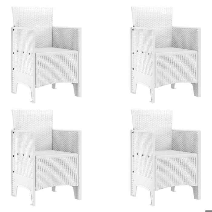 CHIC Chaise de jardin 4 pcs（Lot de 4) Blanc 53 x 49 x 85 cm PP - 53x49x85 cm 570876 S11