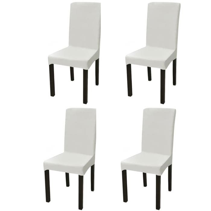 Housse de chaise extensible - vidaXL - Crème - 4 pièces - Lavable - Polyester/Élasthanne