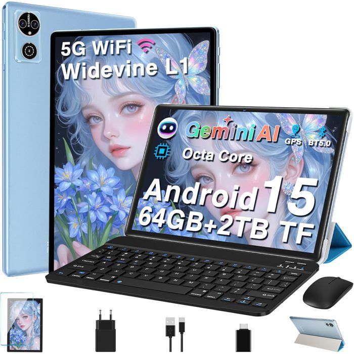 Gemini Ai Tablette Android 15 Tablette 10 Pouces 64Go+2To Extensible