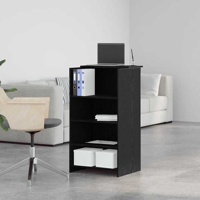 Bureau de réception en bois dingénierie - WIENS - Noir - 55x50x1035 cm - Style Scandinave Moderne