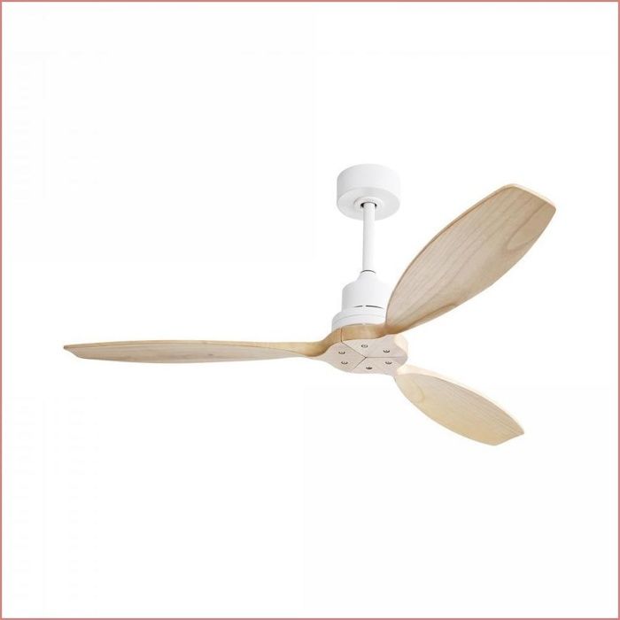 Ventilateur de plafond - 52 pouces lames bois massif profil bas sans lumière - Télécommande 6 vitesses - Blanc - Dominiquefe