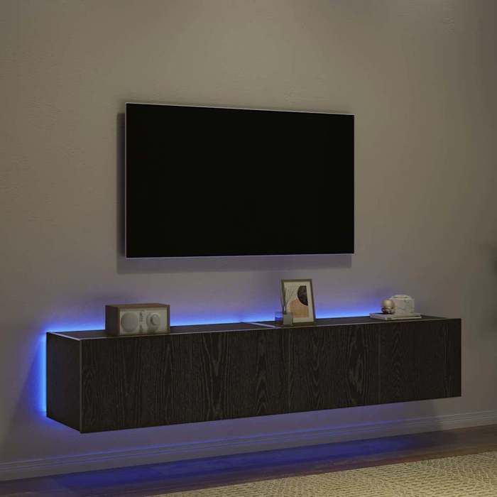 NEUF Armoires TV - Noir - Meuble TV mural - Montage mural 2 pcs - pour maison - Chêne noir 80x35x31 cm TT1931