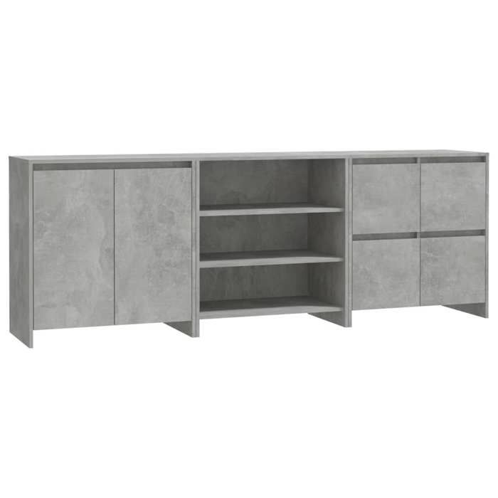 SALE 2026Buffet de cuisine stable - Placard Cabinet bahut Gris - Buffets 3 pcs Gris béton Bois dingénierie 68.7 Kg 566194