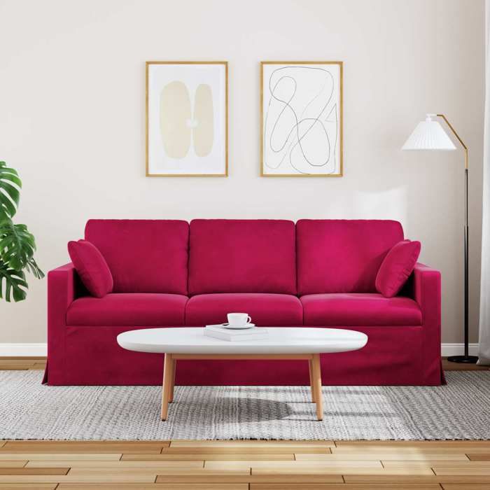 velours CANAPÉ FIXE - SHIELDPRO® - Canapé 2 Places - Bordeaux 198x78x80 cm 508260